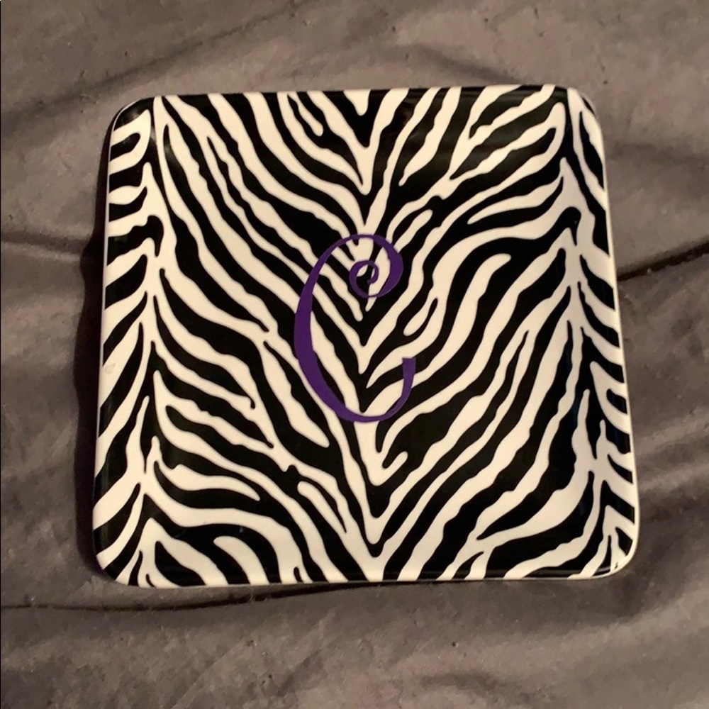 Black white zebra trinket tray Pier 1 imports